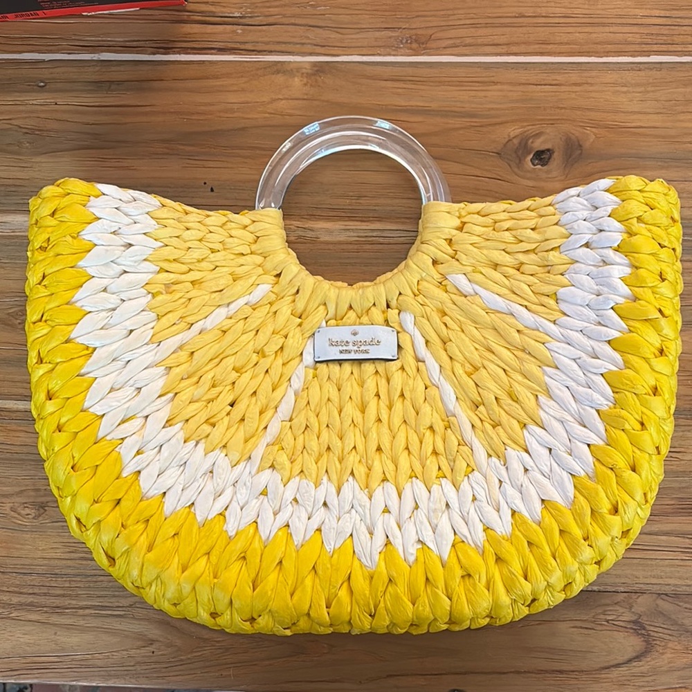 Kate Spade Yellow and White Sunburst Tote